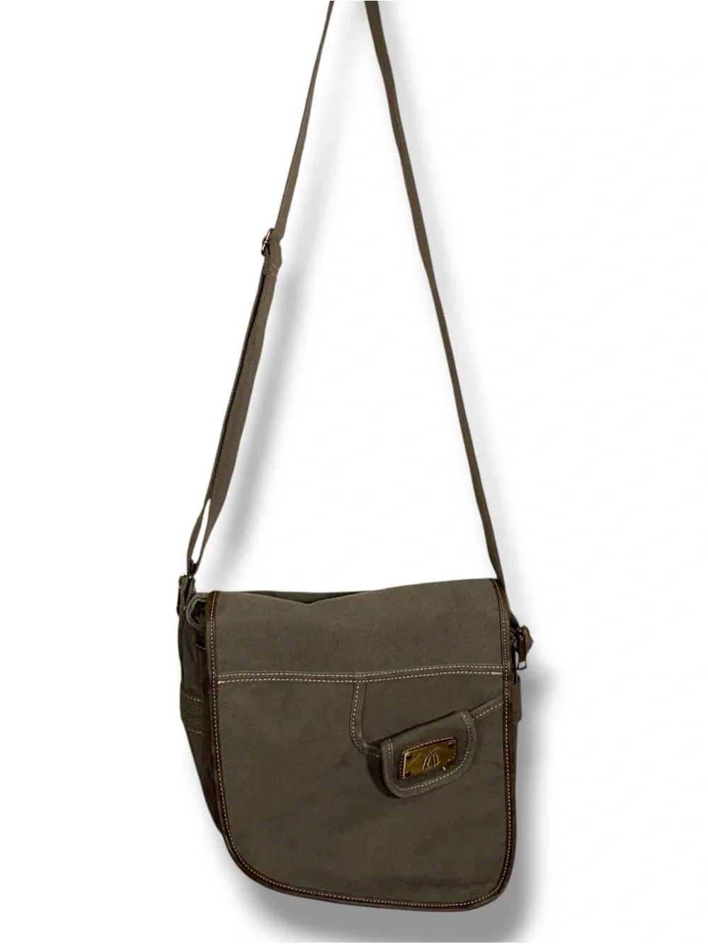 Olive Green Canvas Bag Prairie Schooner Unisex Crossbody Messenger Bag